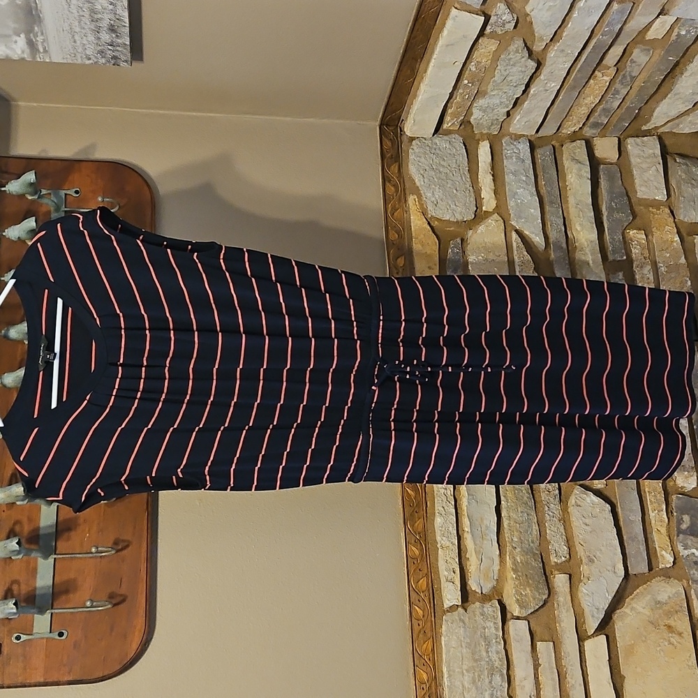 Banana Republic Navy and Pink Striped Dress Size Medium